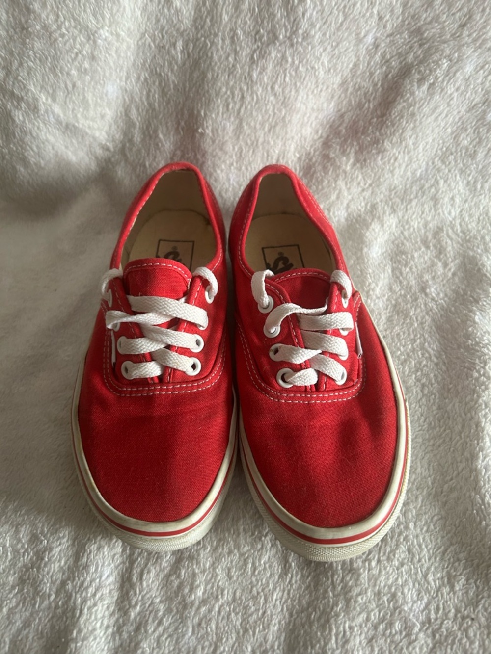Vans Kids Red Canvas Low-Top Sneakers with White Laces